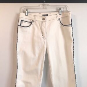 Escada White Jeans with Navy blue Stitching size 38 / 10 US